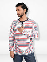 Men’s Striped Henley Neck T-Shirt – Regular Fit Long Sleeve Tee |Soft Stretch Casual Wear