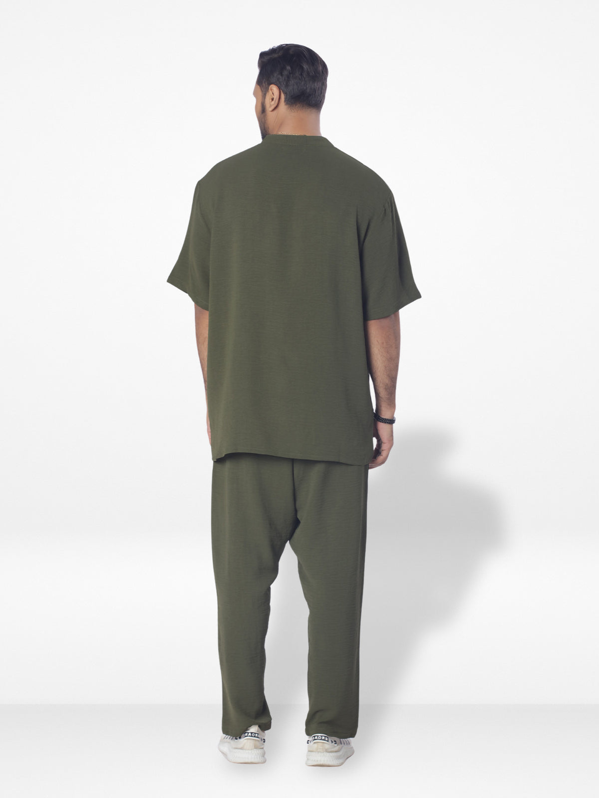 Men's Short Sleeve Shirt & Long Pant Set| Olive