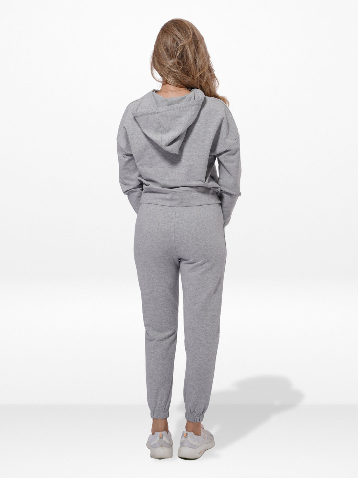 Women Grey Mélange HoodiesJoggers Set in Premium Cotton