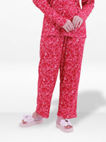 Women’s Printed Pajama Pants | Soft & Stretchy Sleepwear Trousers | Elastic Waist Lounge Pants | Yummy Rib Fabric - Crimson