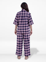 WomenClassic Button-Down Pajama Set Soft FlannelFabric Sleepwear | Three-Quarter Sleeves, Notch Collar Top & Full-Length Pants | Cozy Loungewear for Night & Home Pyjama Set Brown Check