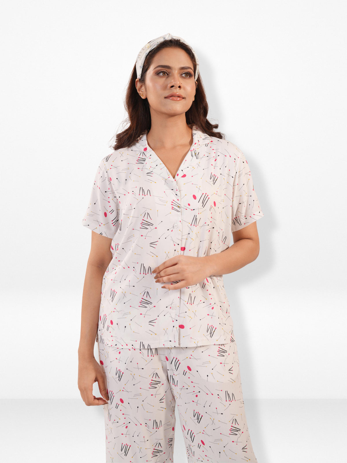 Women's All Over Printed PJ Set – 2 Piece Sleepwear Set | Soft Breathable Nightwear for Women