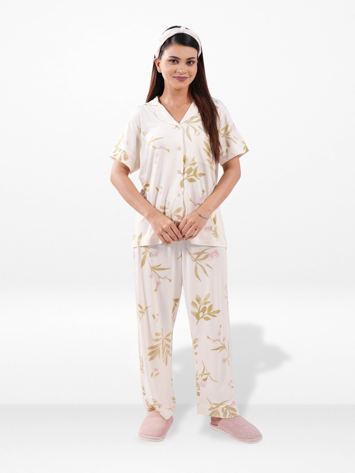 Women’s Printed Night Suit Set – Shirt & Pyjama | Soft Nightwear Dress, 2 Piece Sleepwear for Women, Comfortable Loungewear