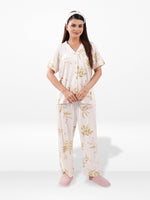 Women’s Printed Night Suit Set – Shirt & Pyjama | Soft Nightwear Dress, 2 Piece Sleepwear for Women, Comfortable Loungewear