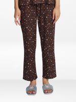 Women’s All Over Printed Lounge Pants | Soft Stretch Yummy Rib Fabric | Drawstring Waist Casual Sleepwear & Pajama Trousers - Coffee