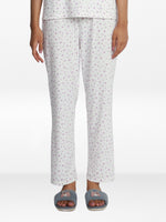 Women’s All Over Printed Lounge Pants | Soft Stretch Yummy Rib Fabric | Drawstring Waist Casual Sleepwear & Pajama Trousers - White