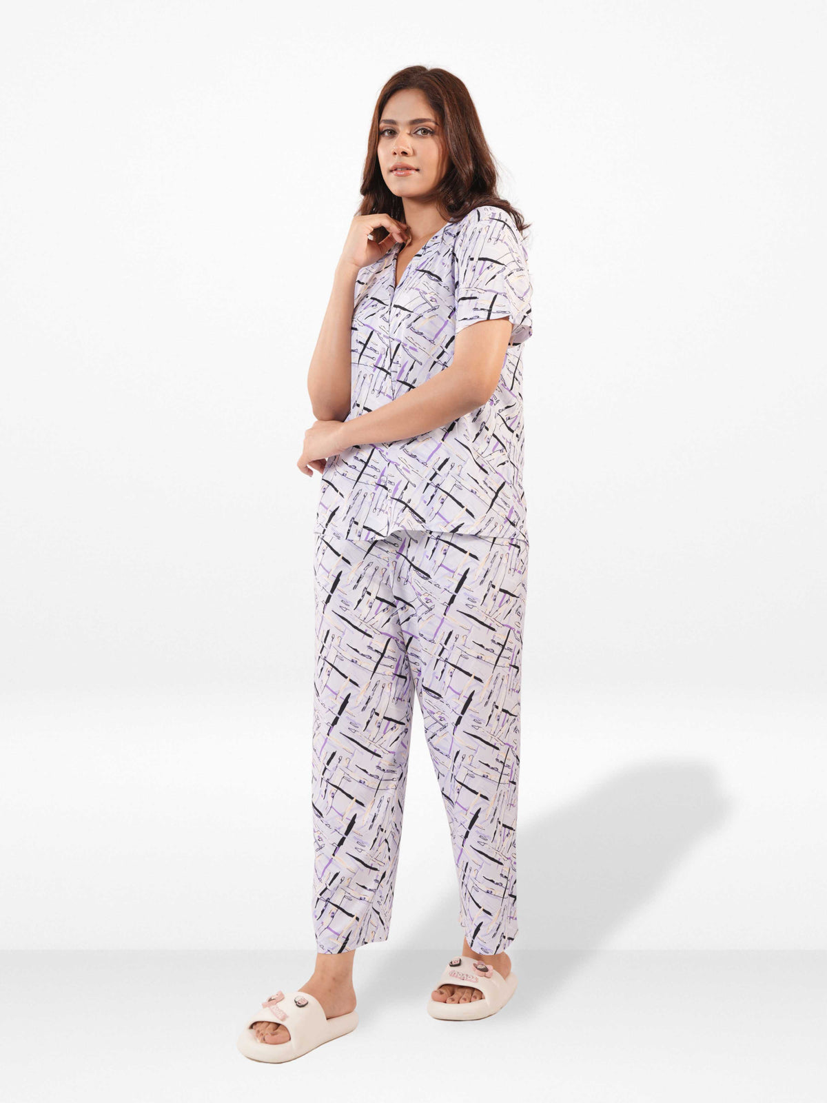 Women's All Over Printed PJ Set – 2 Piece Sleepwear Set | Soft Breathable Nightwear for Women