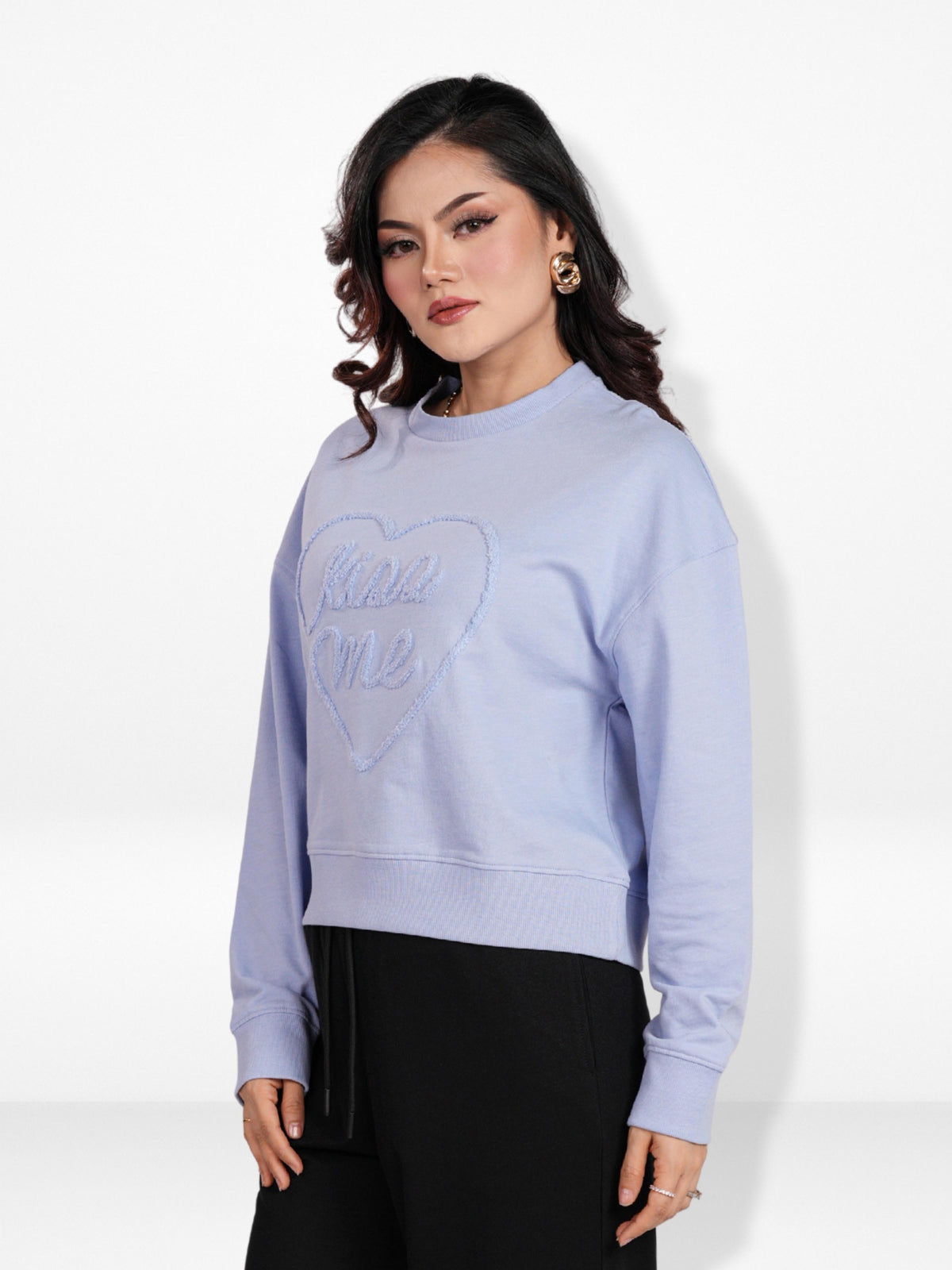 Women’s Long Sleeve Sweatshirt – Soft Cotton-Blend Pullover with Shanail Embroidery | Stylish Casual Top for Everyday Comfort