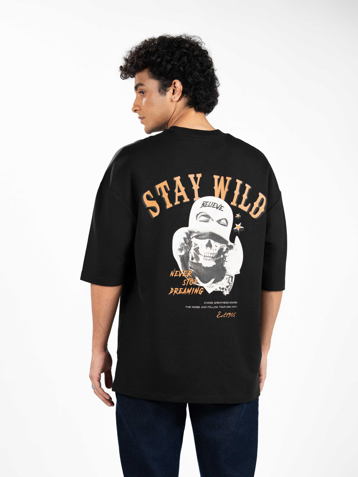 Men’s Oversized Drop Shoulder Graphic T-Shirt – Short Sleeve Crew Neck Tee | Casual Streetwear Top with Front & Back Print