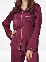 Women's Satin Notch collar & Full Sleeve Sleepwear set |Satin Fabric