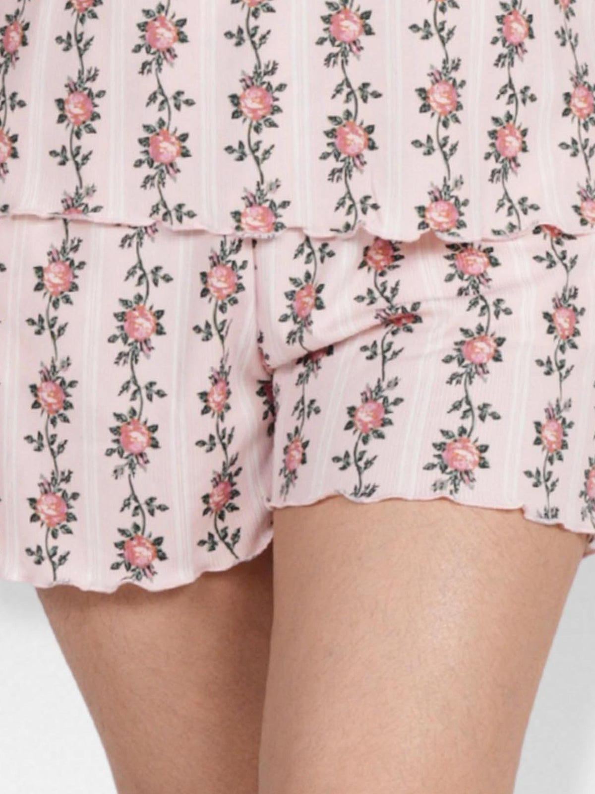 Women’s Pajama Shorts | Printed Sleepwear Shorts | Soft Stretch Yummy Rib Fabric | Elastic Waist Lounge Shorts for Women - Blushing Bride Rose
