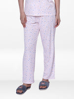 Women’s All Over Printed Lounge Pants | Soft Stretch Yummy Rib Fabric | Drawstring Waist Casual Sleepwear & Pajama Trousers - LT.Pink