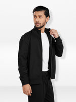 Men’s Regular Fit Jacket – High Neck Front Zip | Long Sleeve Outerwear with Ribbed Trims & Welt Pockets