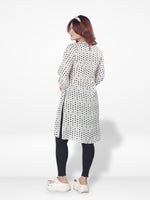 Women All Over Black Dot Print Full Sleeve Long Top| Beige