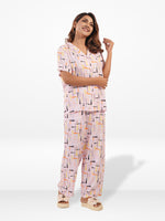 Women's All Over Printed PJ Set – 2 Piece Sleepwear Set | Soft Breathable Nightwear for Women