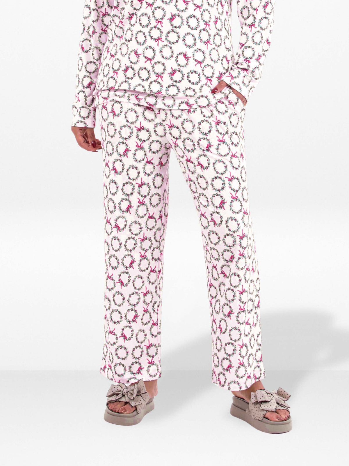 Women’s Printed Pajama Pants | Soft & Stretchy Sleepwear Trousers | Elastic Waist Lounge Pants | Yummy Rib Fabric - Blushing Bride