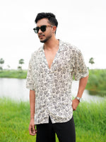 Men’s All Over Printed Cuban Collar Shirt – Short Sleeve Casual Summer Shirt