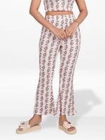 Women’s Printed Palazzo Pants | Wide Leg Lounge Trousers for Women | Soft Stretch Yummy Rib Fabric | Casual & Party Wear Bottoms - Blushing Bride Rose
