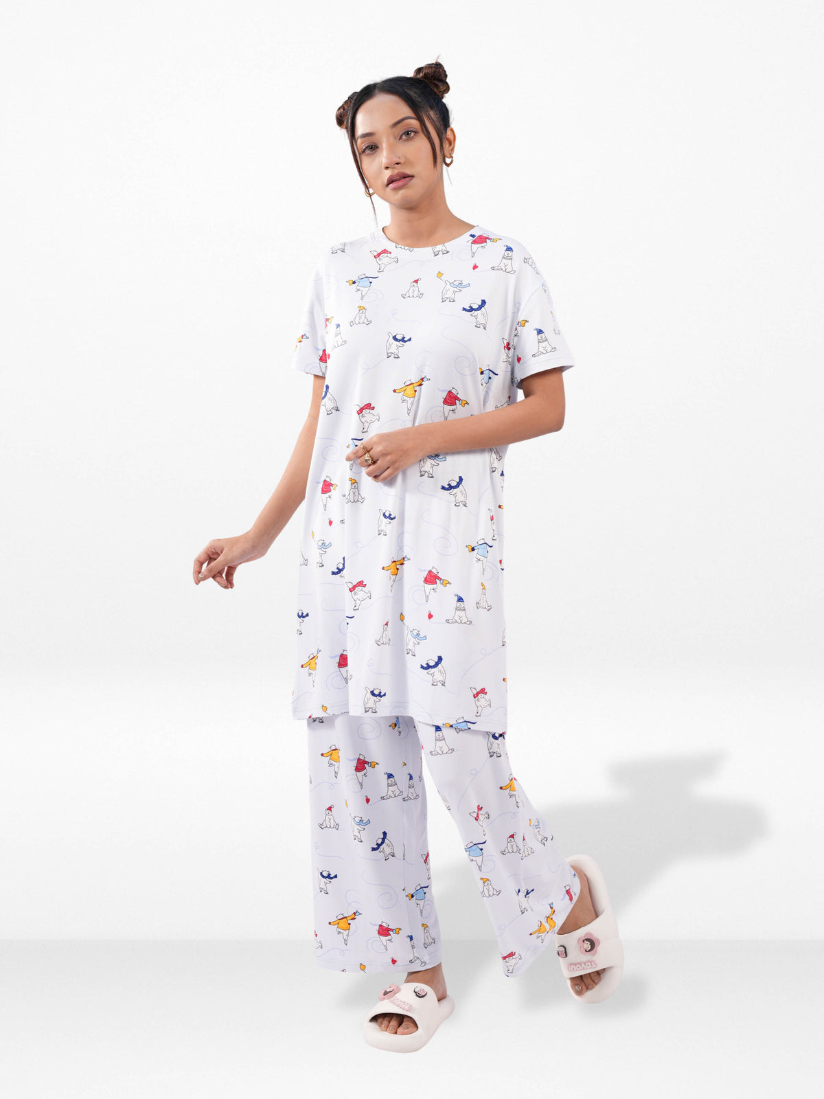Women’s Long Tunic Top & Pant Set – 2 Piece Pajama & Loungewear Outfit for Women | Soft Comfortable Everyday Wear