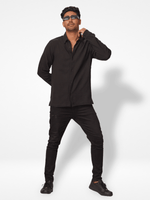 Men's Relaxed-Fit Full-Sleeve Casual Shirt Black