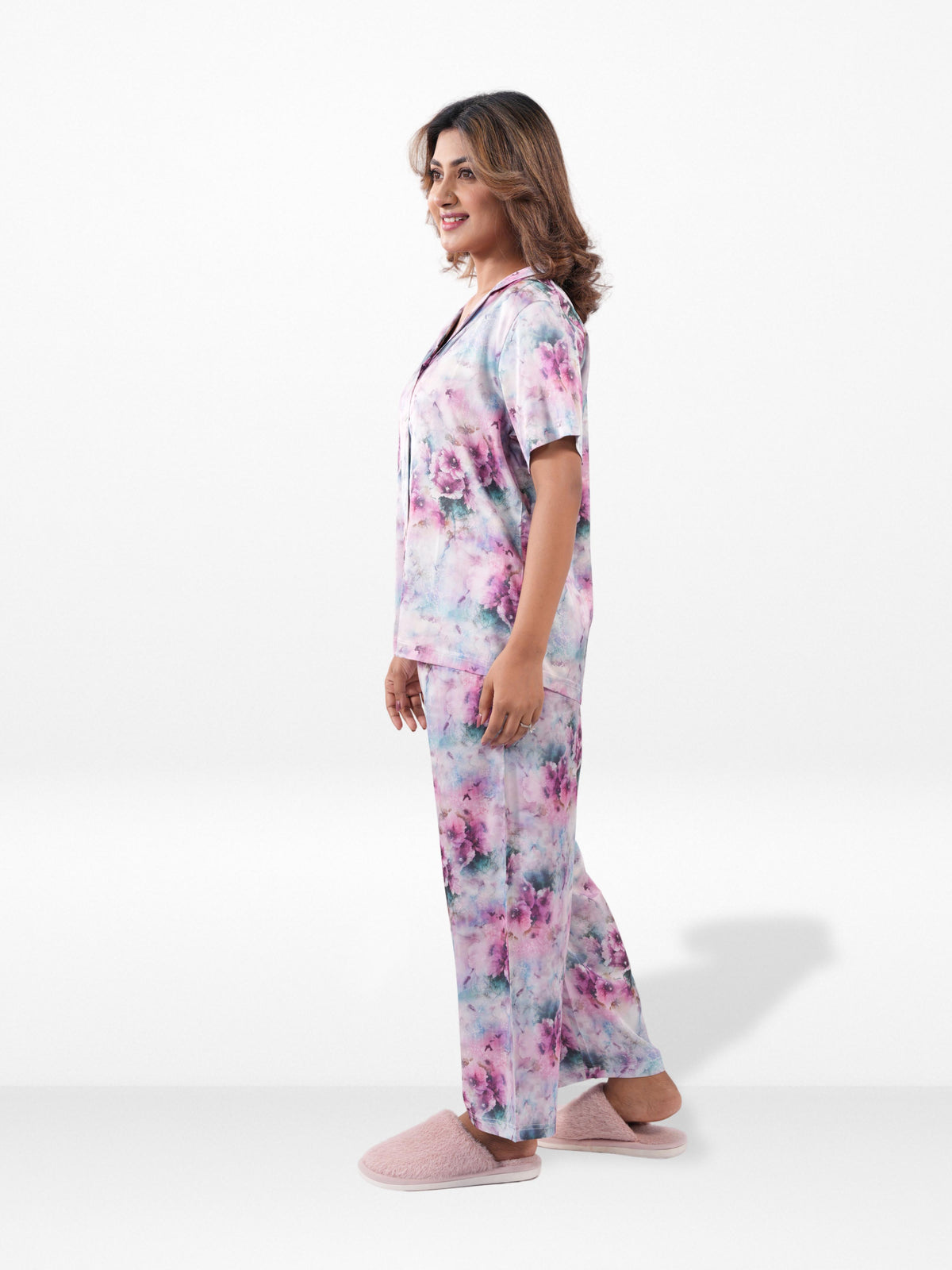 Women’s Short Sleeve Satin Sleepwear Set – Notch Collar 2 Piece Pajama Outfit | Comfy Nightwear, Soft Summer Lounge Set for Women