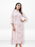 Women’s Floral Print Crepe Maxi Dress – Mystical Long Dress for Casual & Evening Wear