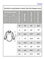 Women's Long Sleeve V-Neck Top with Elegant Lace – Casual Knit Blouse