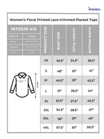 Women’s Floral Printed Lace-trimmed PlacketTops – Lightweight for Office & Everyday Style