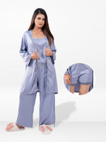 Women’s Satin 4 Piece Night Dress Set – Luxury Sleepwear | Soft Silky Comfortable Nightwear
