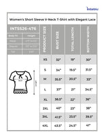 Women's Short Sleeve V-Neck T-Shirt with Elegant Lace