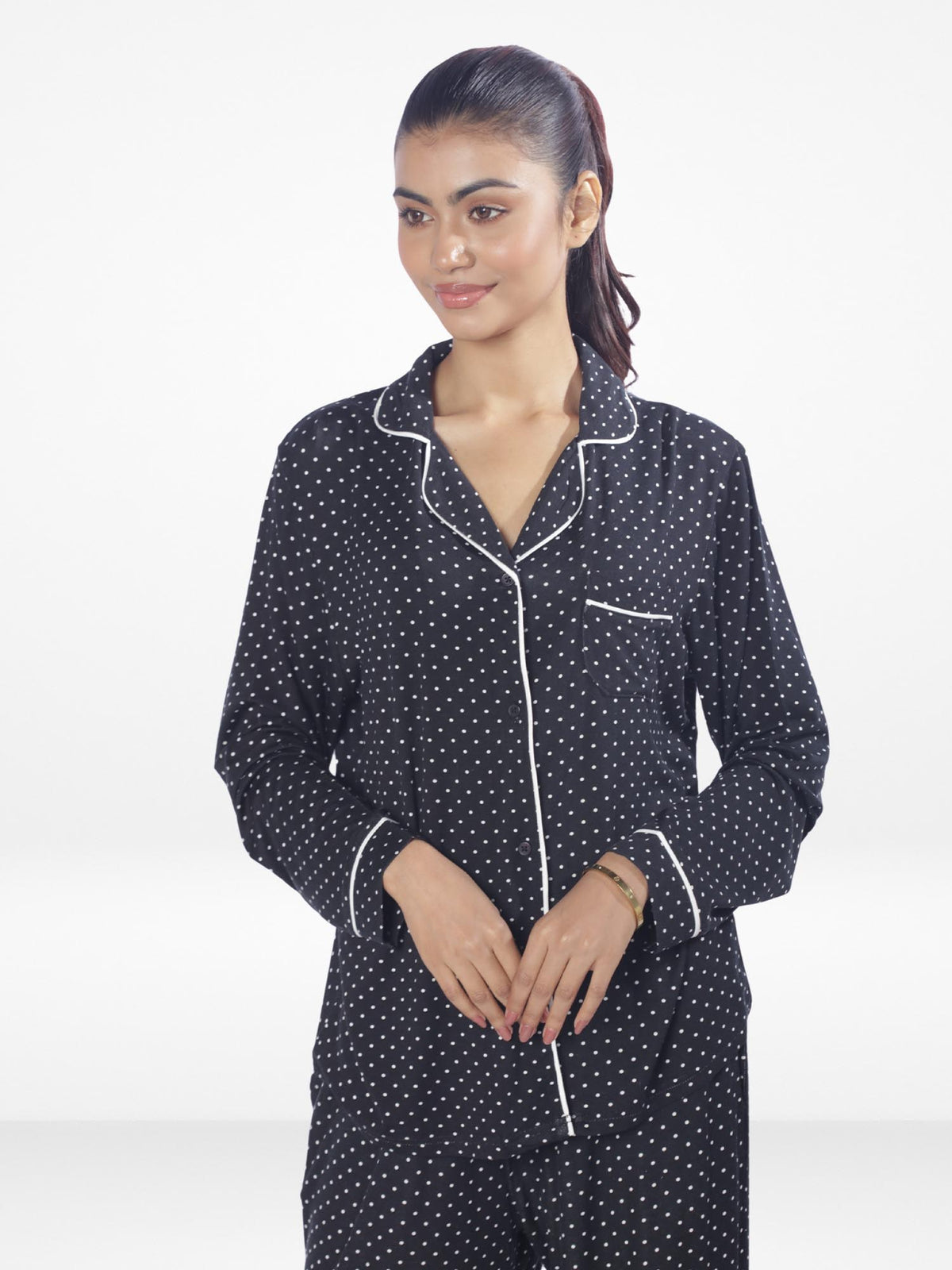 Women Printed Night Suit Set of Shirt & Pyjama, Night wear Dress | Long Sleeve