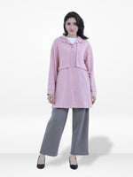 Women’s Soft Pastel Longline Hooded Jacket –Casual Outerwear with Snap Button Closure & Side Pockets