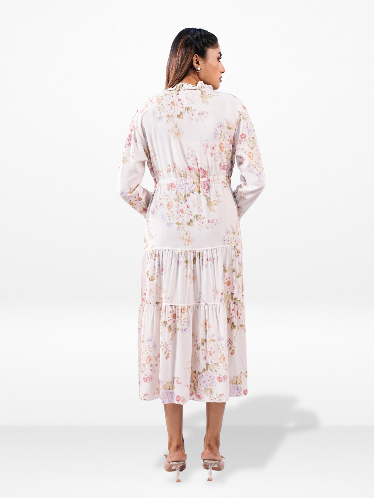Women’s Floral Long Sleeve Tunic Dress – Elegant Casual Long Top | Lightweight Everyday Wear