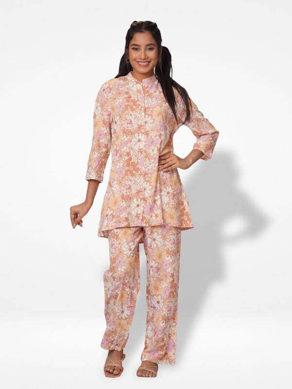 Women Floral Print AOP Co-Ord Set with Luxury Details