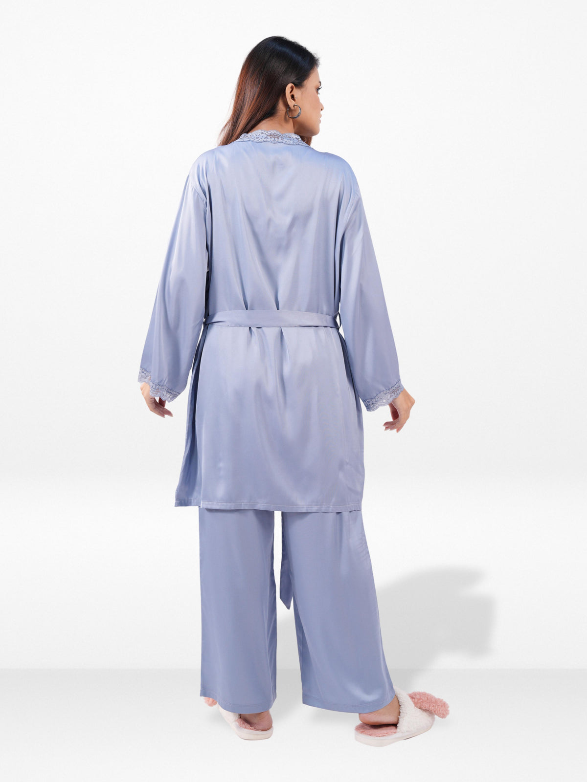 Women’s Satin 4 Piece Night Dress Set – Luxury Sleepwear | Soft Silky Comfortable Nightwear