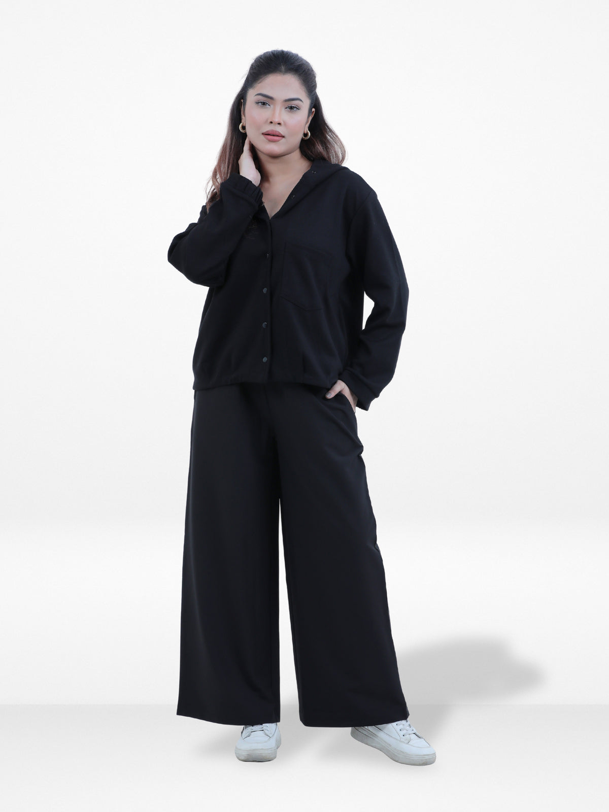 Women Button Down Hoodie – Long Sleeve Pullover Fall Winter Jacket, Casual Warm Outerwear for Everyday Wear