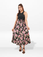 Women’s All Over Printed Maxi Skirt – Summer Pleated High Waist Casual Long Skirt