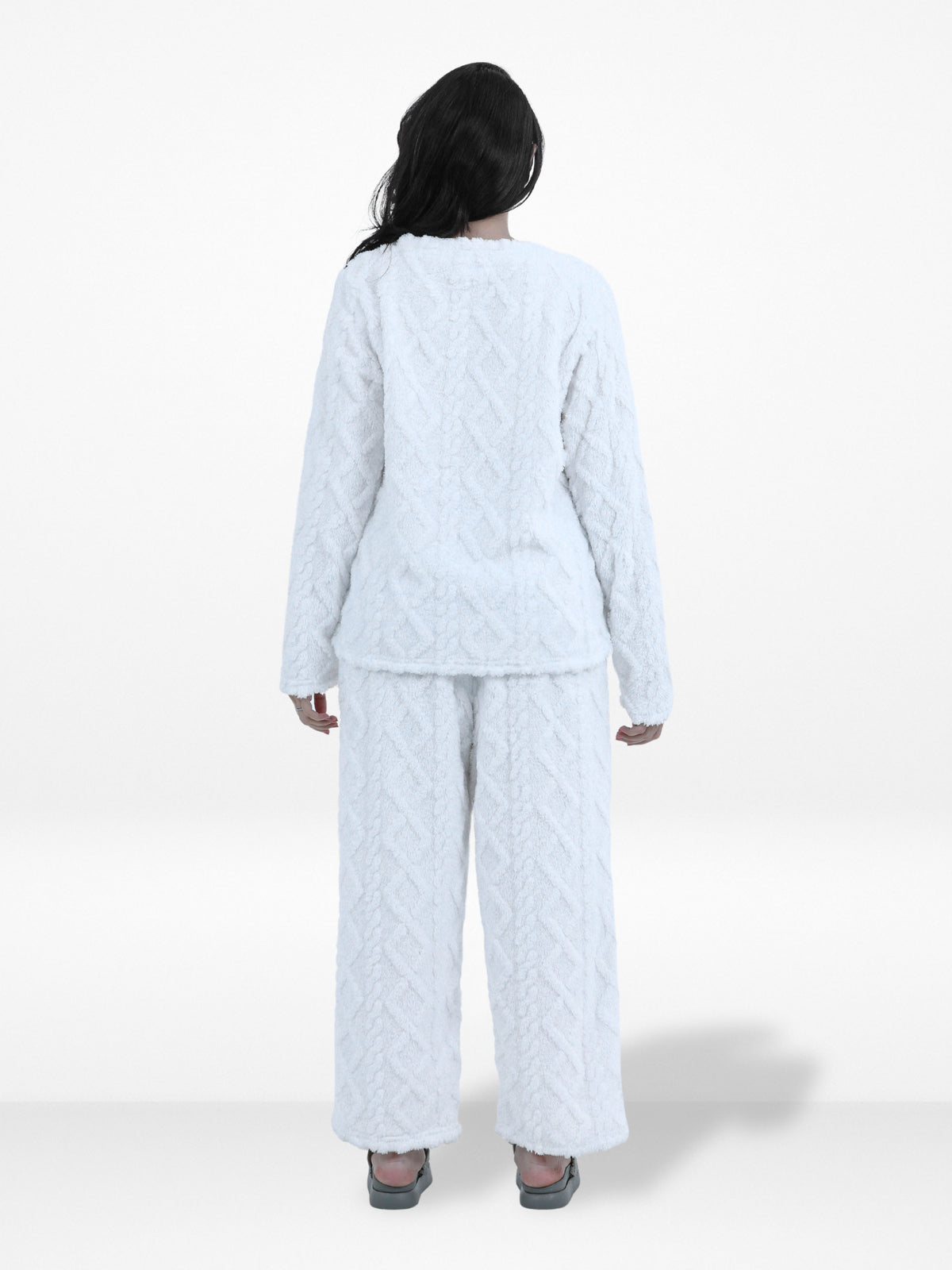 Women’s Fur Fabric Pyjama Set – Soft & Cozy 2-Piece Winter Nightwear | Long Sleeve Sleepwear Top and Bottom Set