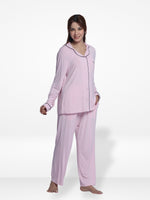 Women Solid Sleepwear Long Sleeve Pyjama Set