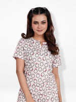 Women’s Henley Short Sleeve Pajama Top | Printed Sleepwear Shirt | Soft Stretch Yummy Rib Fabric | Casual Lounge Top for Women - Blushing Bride