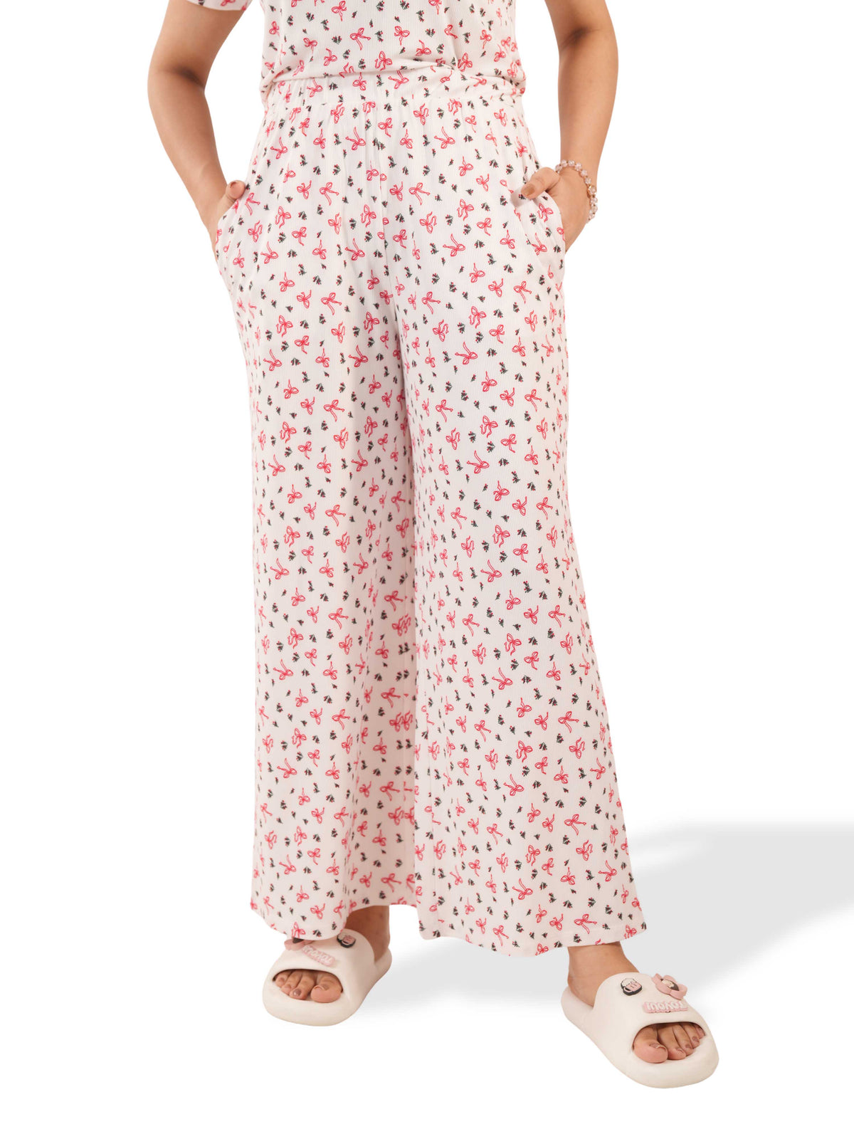 Women's Casual Pants Trendy Loose Trousers High Waist Wide Leg Cropped Palazzo with Pockets