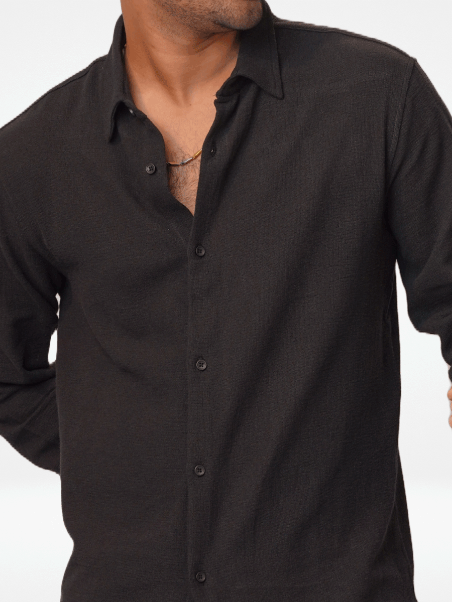 Men's Relaxed-Fit Full-Sleeve Casual Shirt Black