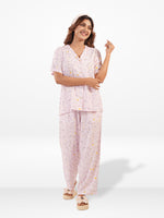 Women’s Printed Night Suit Set – Shirt & Pyjama | Soft Nightwear Dress, 2 Piece Sleepwear for Women, Comfortable Loungewear