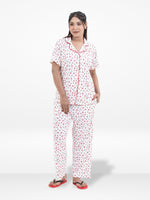 Women’s 3-Piece Pajama Set – Yummy Rib Fabric Sleepwear with Contrast Piping, Notch Collar & Button Down Top,