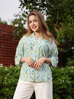 Women’s Printed Button-Down Shirt – Long Sleeve Casual Blouse | Stylish Abstract Pattern Top for Office & Everyday Wear