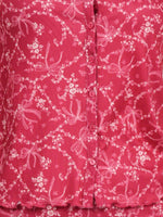 Women’s Short Sleeve Button-Down Top | Printed Sleepwear Shirt | Soft & Stretchy Yummy Rib Fabric | Lounge Top - Crimson