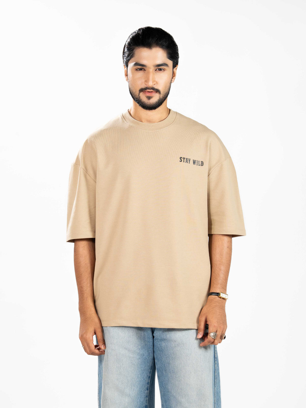 Men’s Oversized Drop Shoulder Graphic T-Shirt – Short Sleeve Crew Neck Tee | Casual Streetwear Top with Front & Back Print