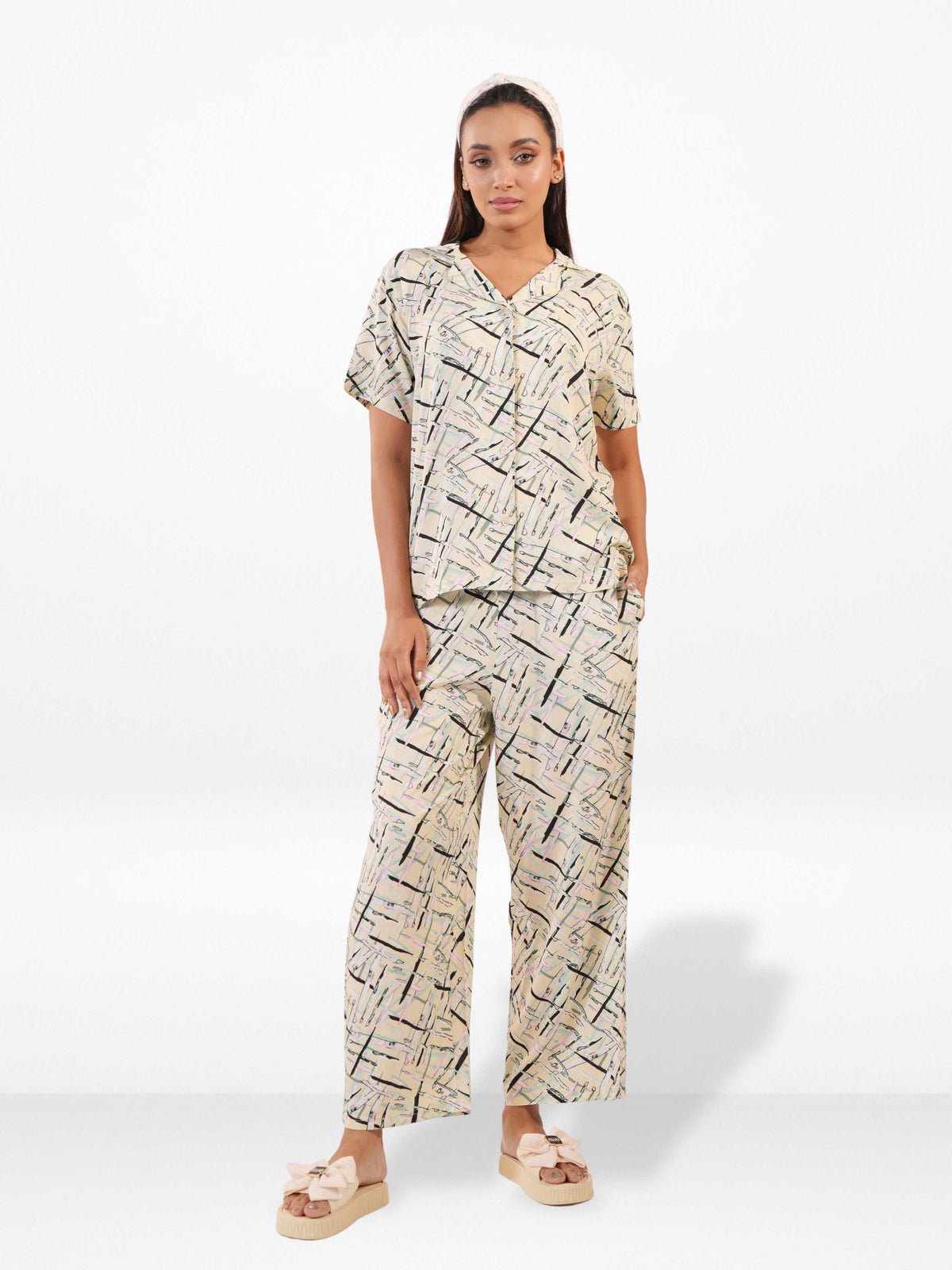 Women’s Printed Night Suit Set – Shirt & Pyjama | Soft Nightwear Dress, 2 Piece Sleepwear for Women, Comfortable Loungewear