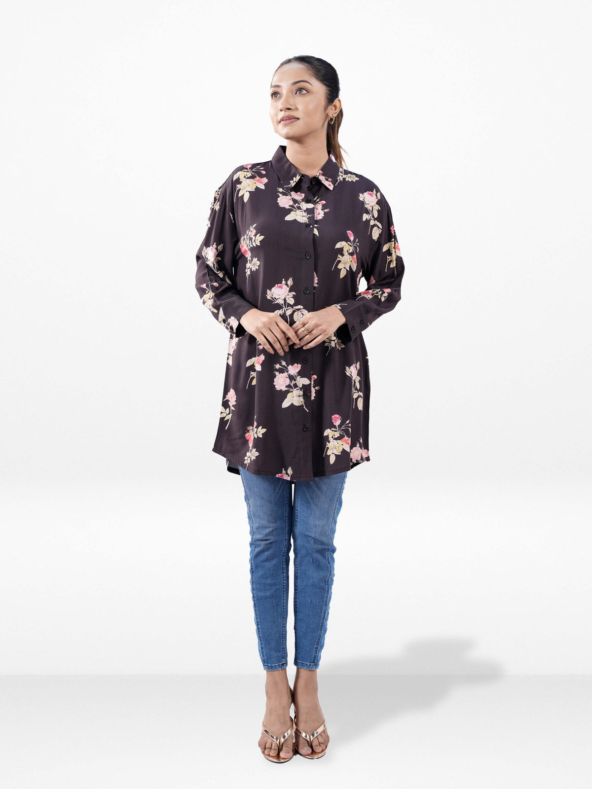 Women’s Floral All Over Printed Shirt – Long Sleeve Casual Blouse for Everyday & Office Wear