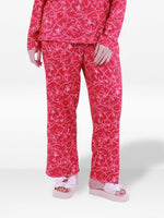 Women’s Printed Pajama Pants | Soft & Stretchy Sleepwear Trousers | Elastic Waist Lounge Pants | Yummy Rib Fabric - Crimson